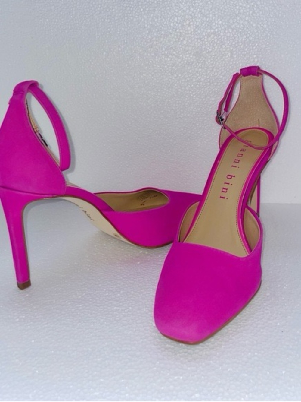 Gianni Bini Hot Pink Pointed-Toe Ankle-Strap Heels